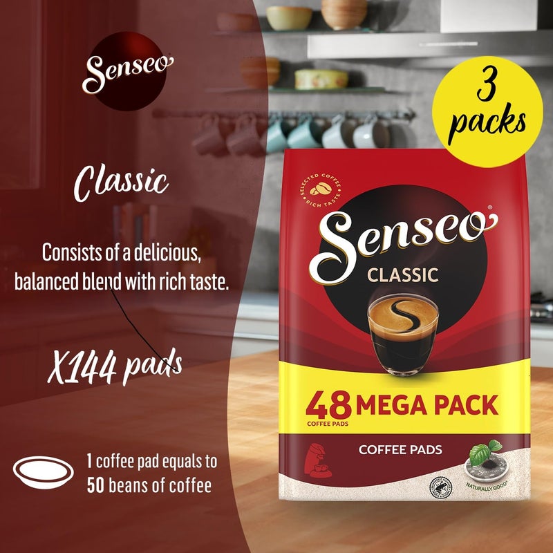 Senseo Classic Medium Roast Coffee Pods - 144 Count (3 Packs) - Smooth, Balanced Flavor with Rich Crema - Single-Serve Pads Compatible with Senseo & PeleCom Machines - Image 4
